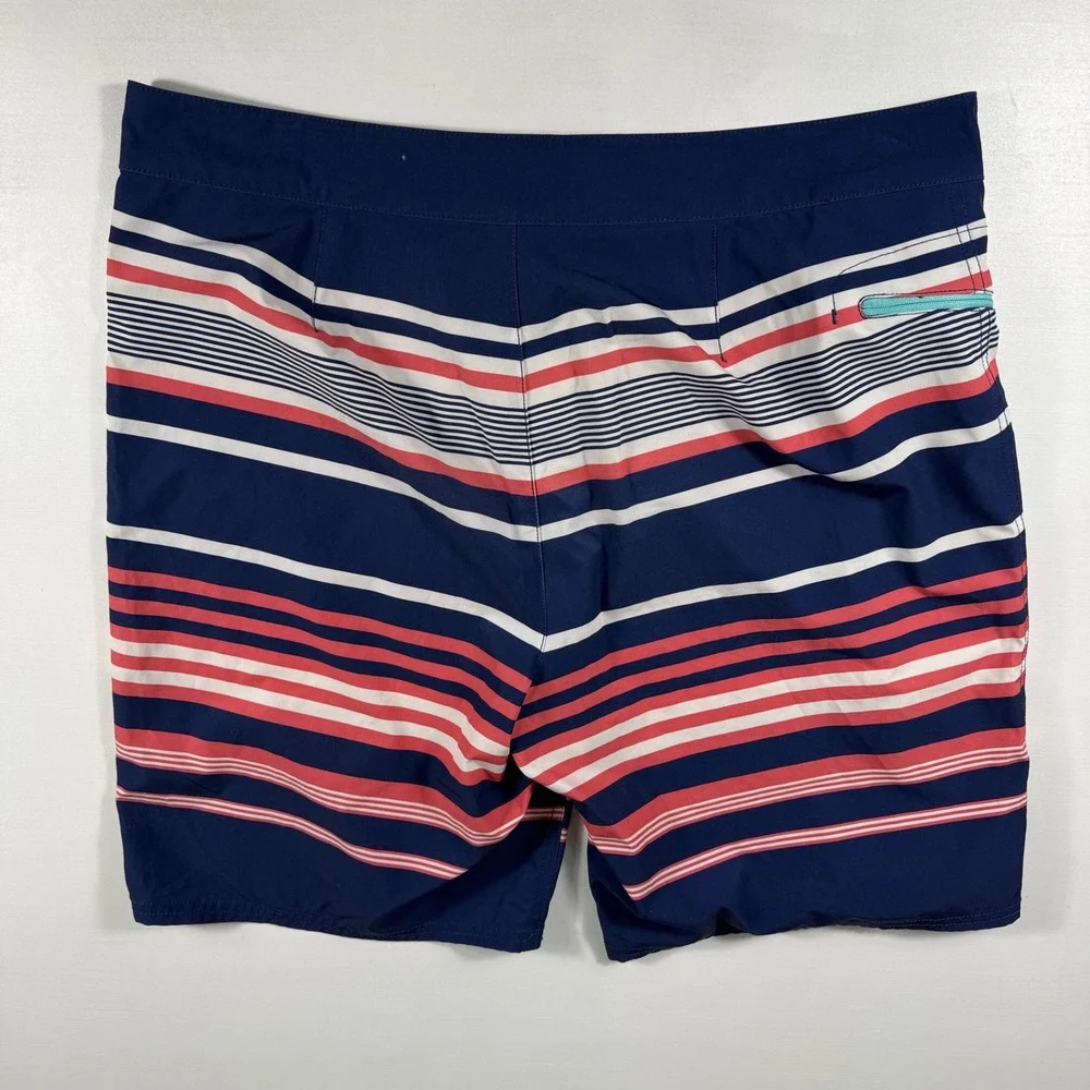 Vineyard Vines Board‎ Shorts Mens 34 Striped Performance Stretch Navy Red White